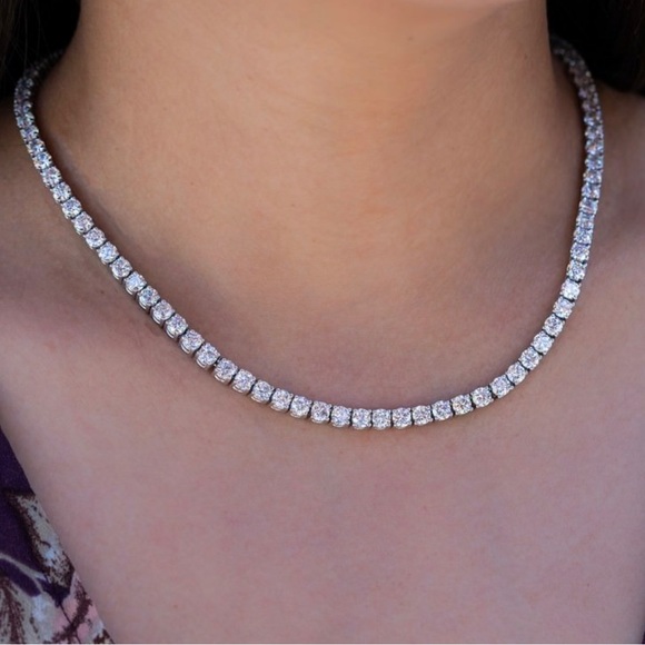 Sterling silver 4mm tennis necklace 16” - Picture 4 of 7